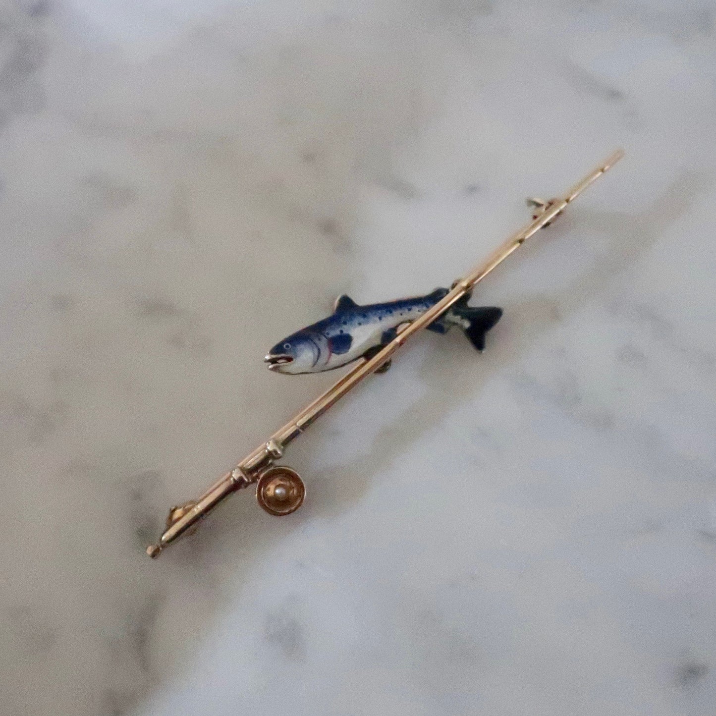 Vintage English Fishing Pole and Fish Pin