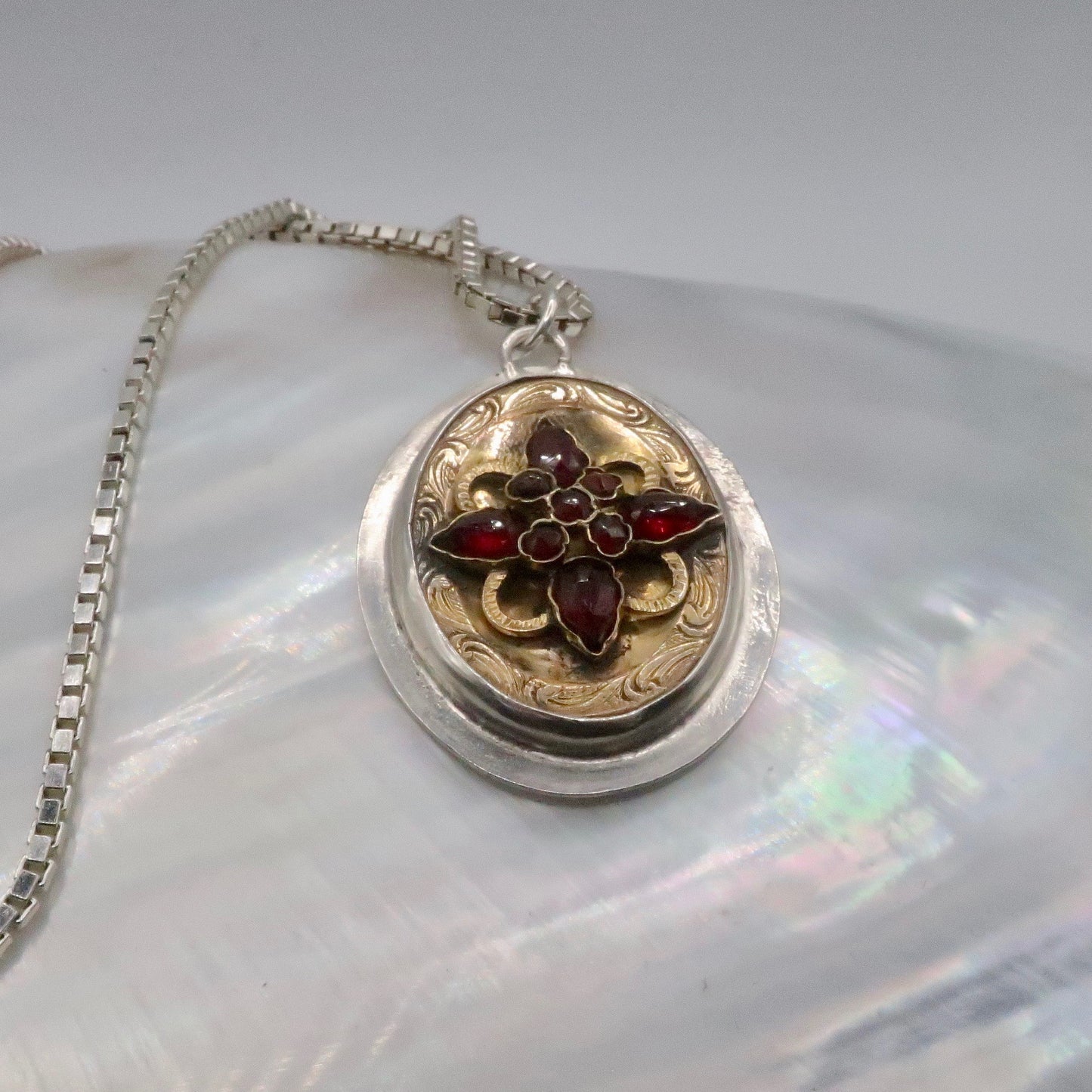 Antique Victorian Garnet Pendant Necklace