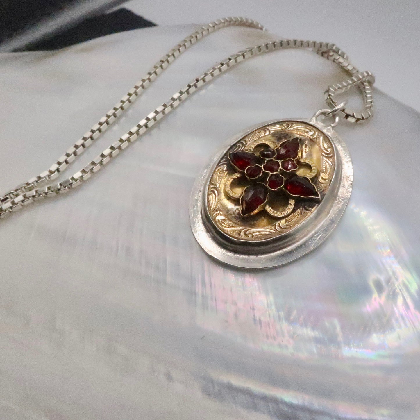 Antique Victorian Garnet Pendant Necklace