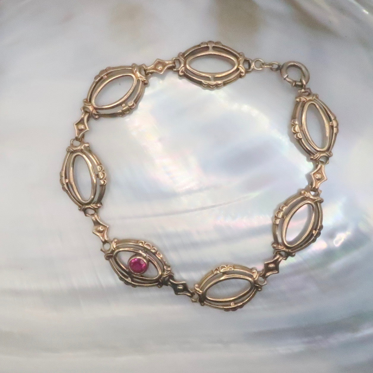Vintage Ruby Art Deco Bracelet in 10kt