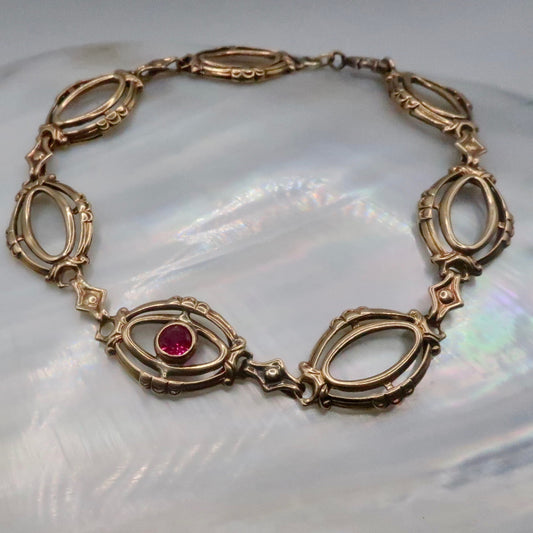 Vintage Ruby Art Deco Bracelet in 10kt
