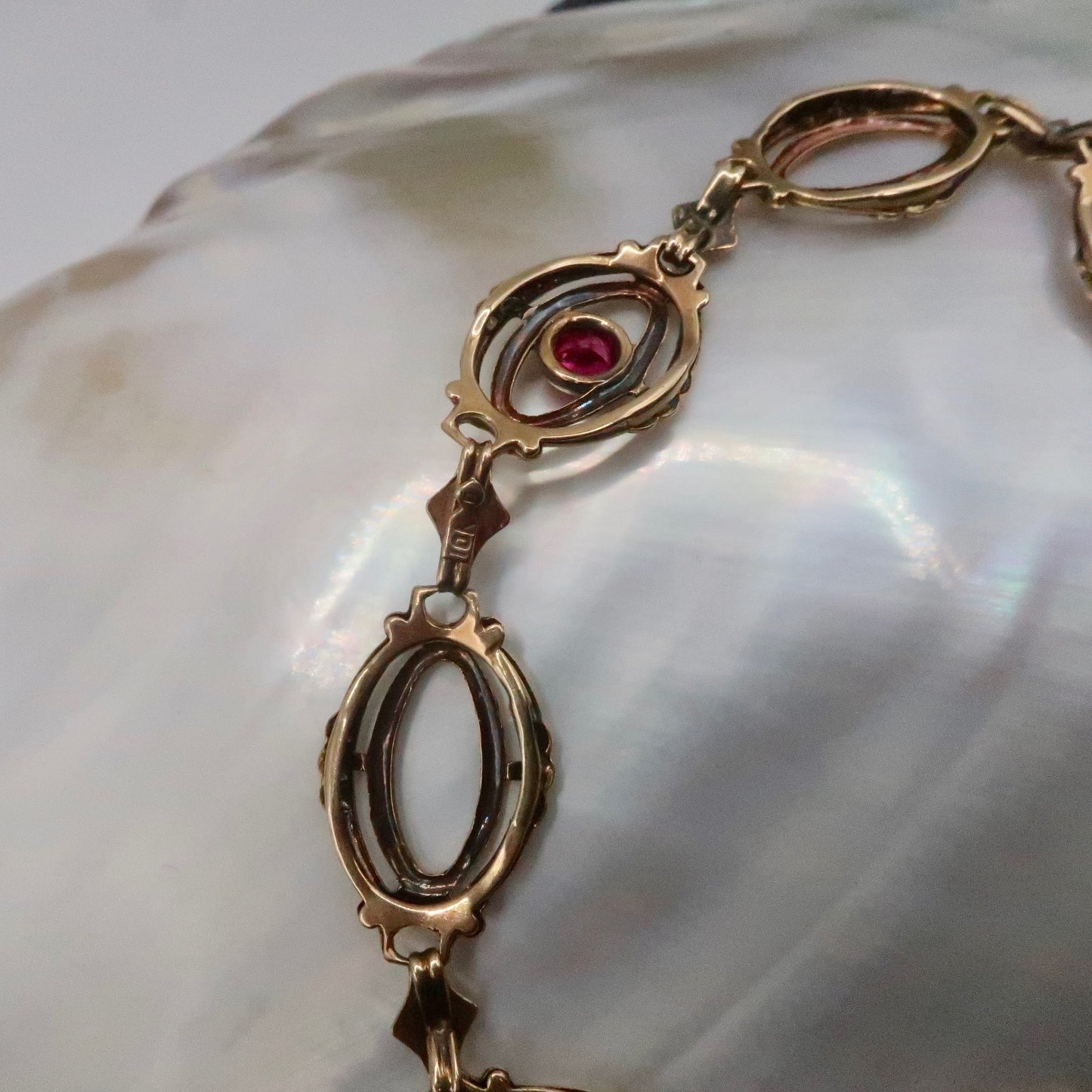 Vintage Ruby Art Deco Bracelet in 10kt
