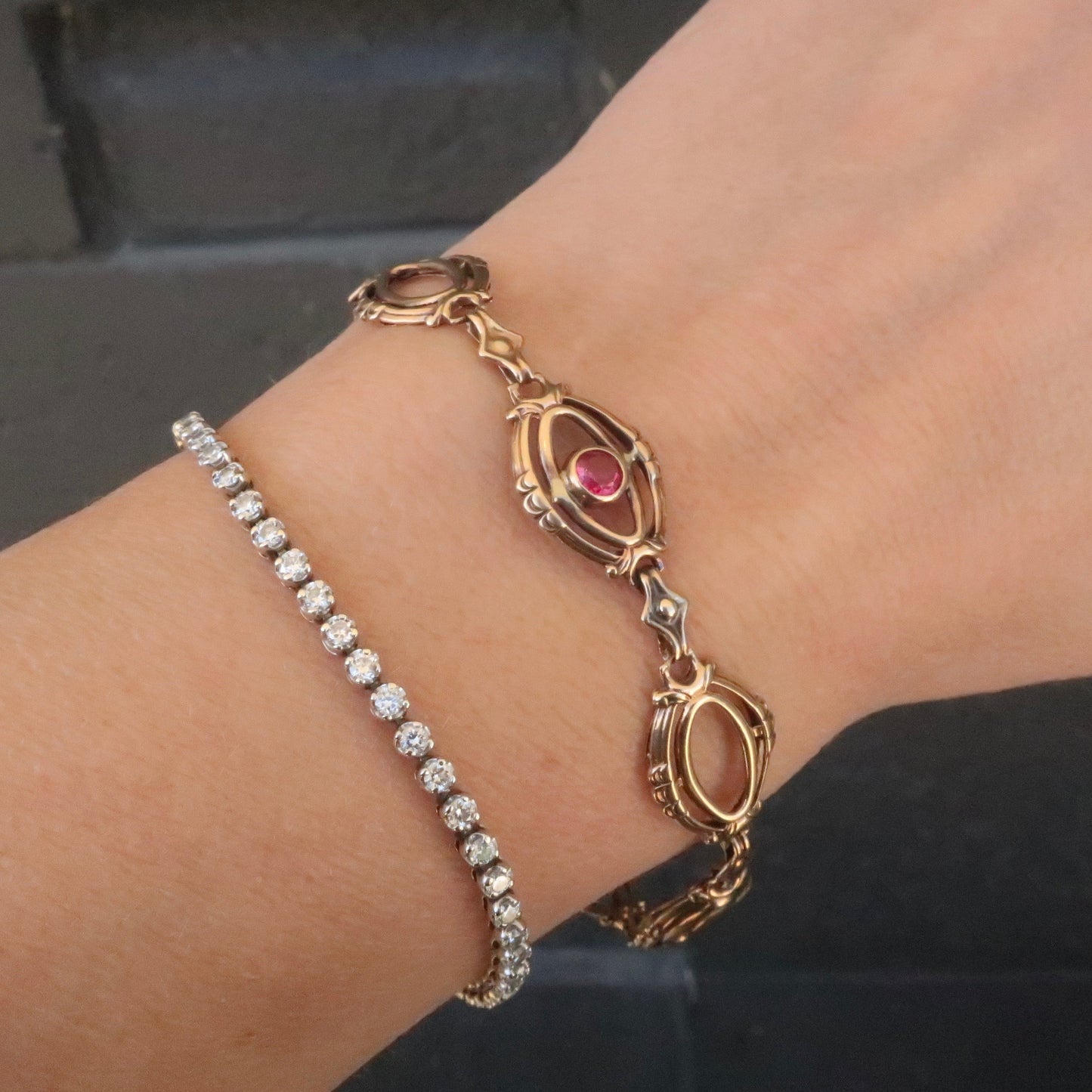 Vintage Ruby Art Deco Bracelet in 10kt