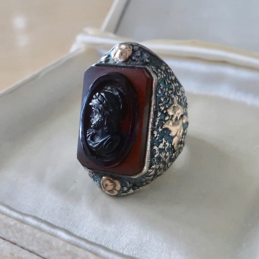 Art Nouveau Sterling Cameo Statement Ring
