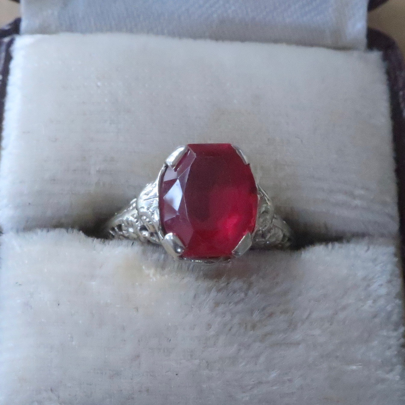 Art Deco Filigree Ruby Ring