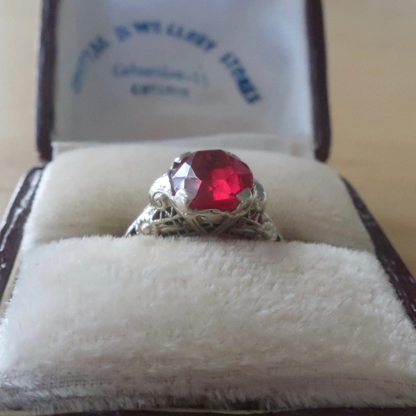 Art Deco Filigree Ruby Ring