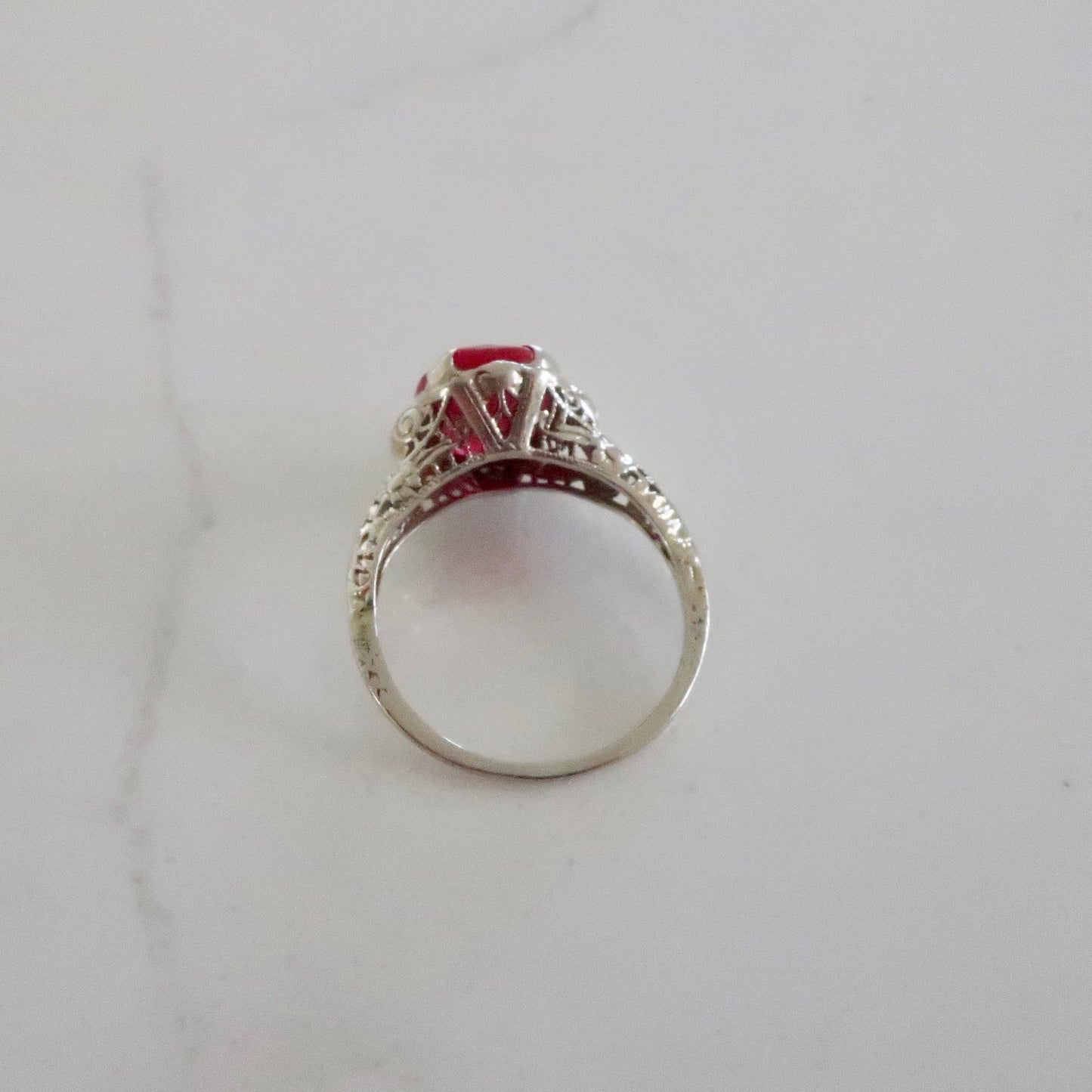 Art Deco Filigree Ruby Ring