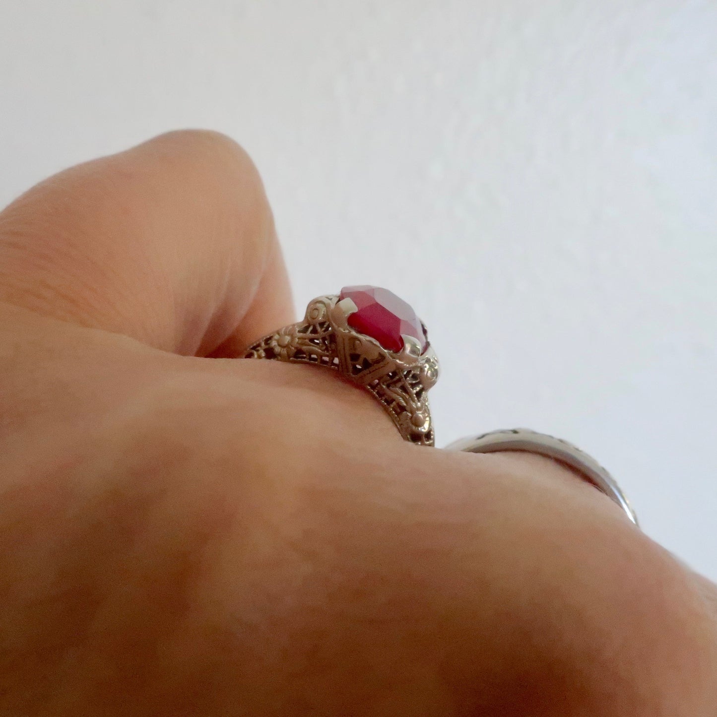 Art Deco Filigree Ruby Ring