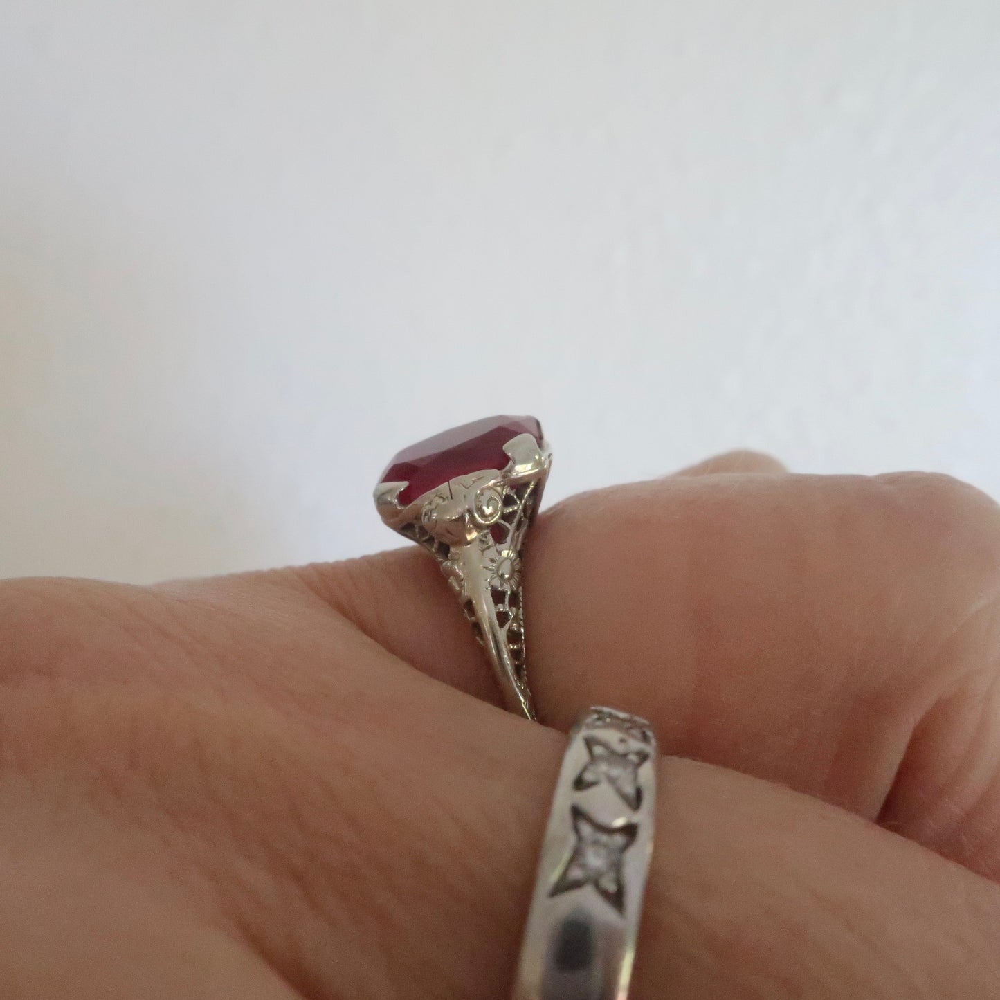 Art Deco Filigree Ruby Ring
