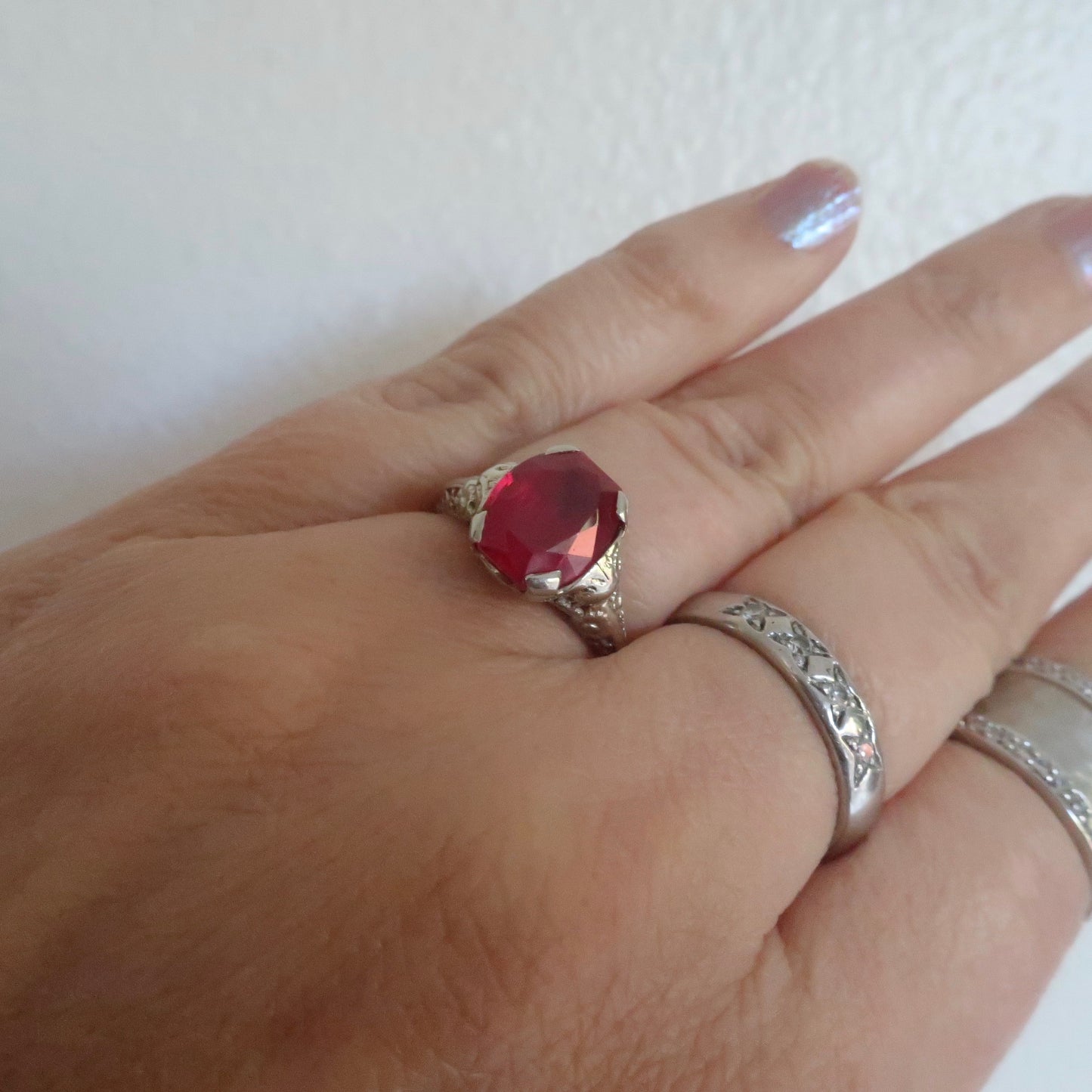 Art Deco Filigree Ruby Ring