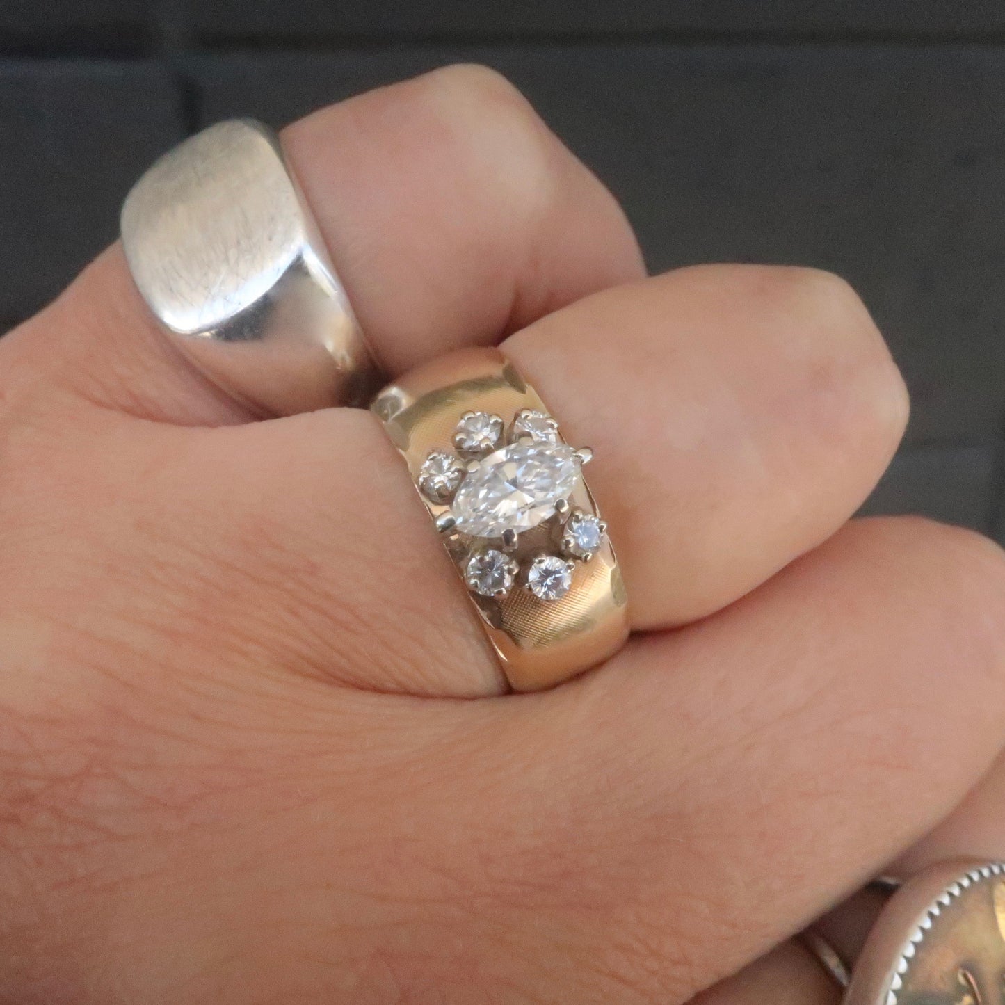 Vintage Wide Band Diamond Ring