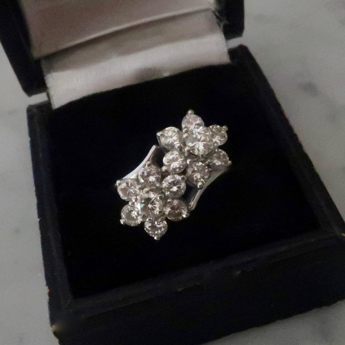 Vintage Diamond Flower Ring "Toi et Moi Ring"