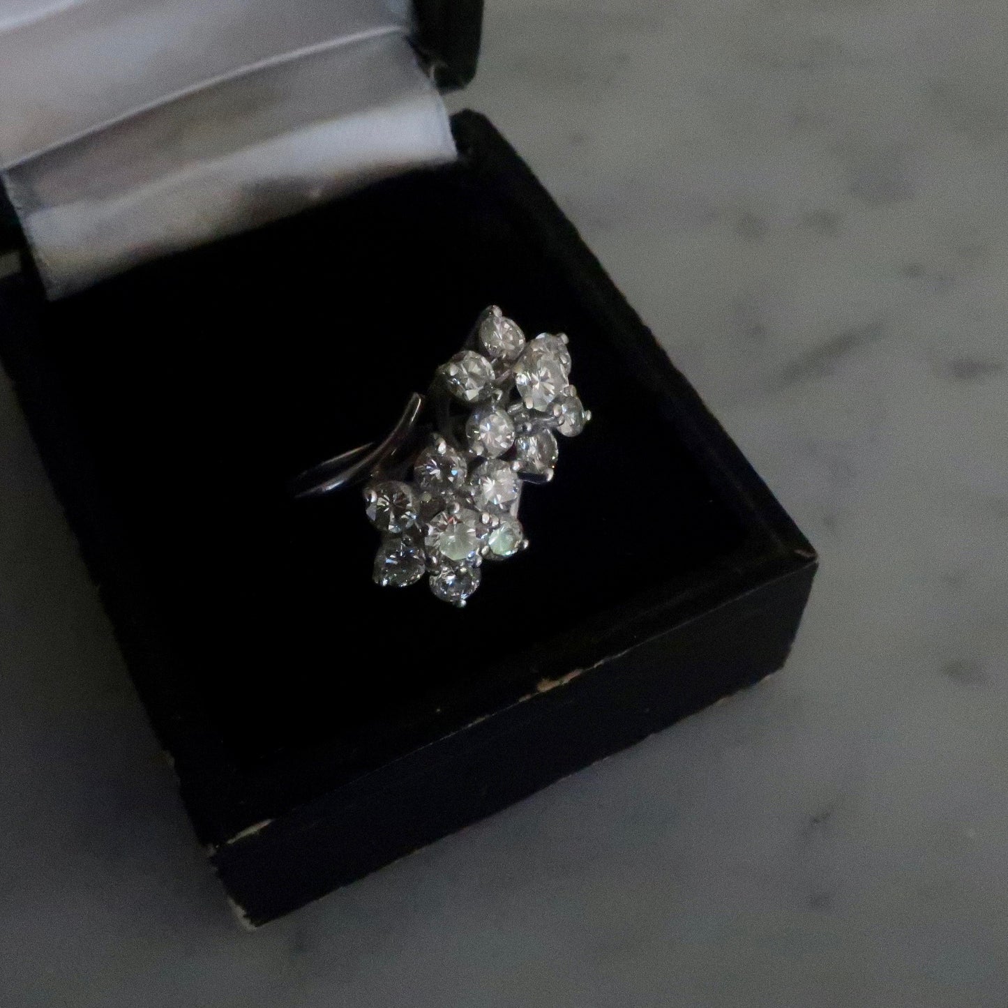 Vintage Diamond Flower Ring "Toi et Moi Ring"