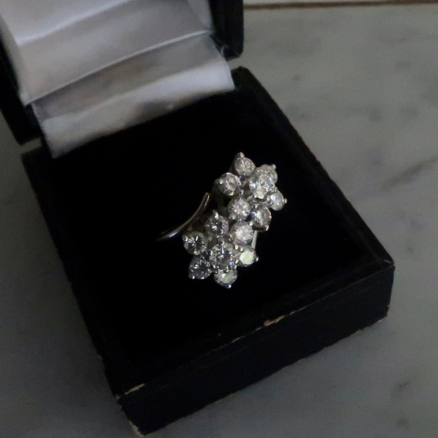 Vintage Diamond Flower Ring "Toi et Moi Ring"