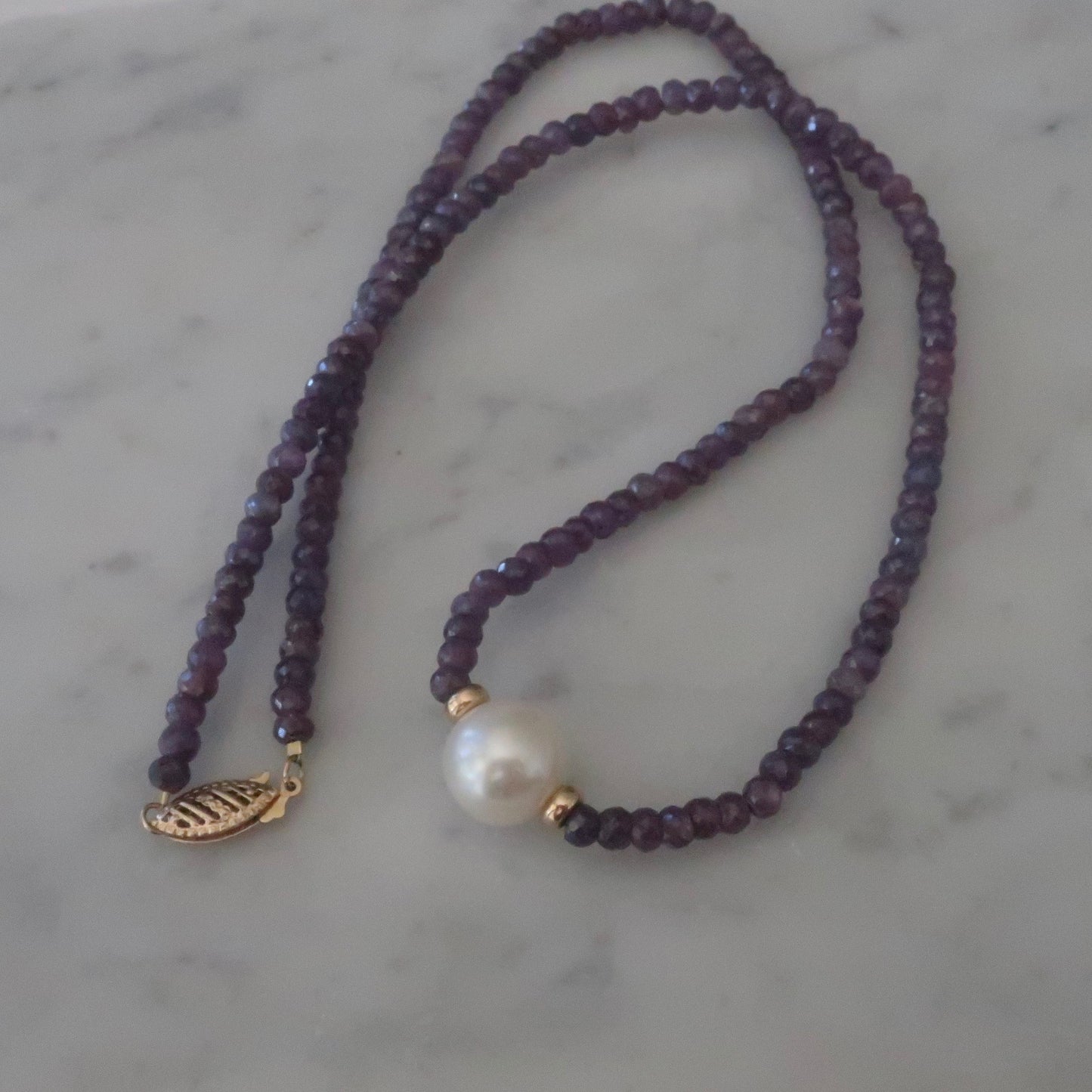 Vintage Faceted Ametyst and Pearl Necklace