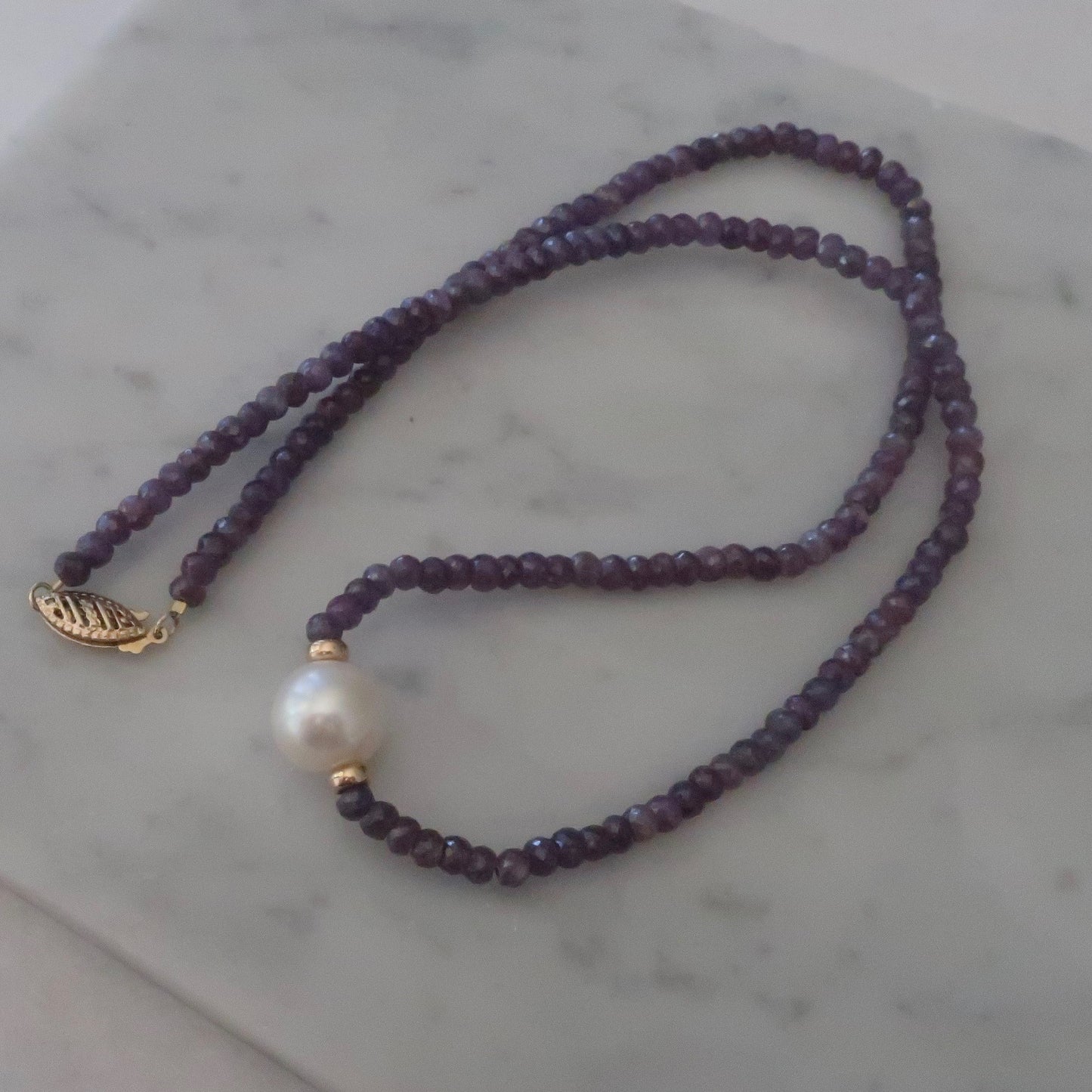 Vintage Faceted Ametyst and Pearl Necklace