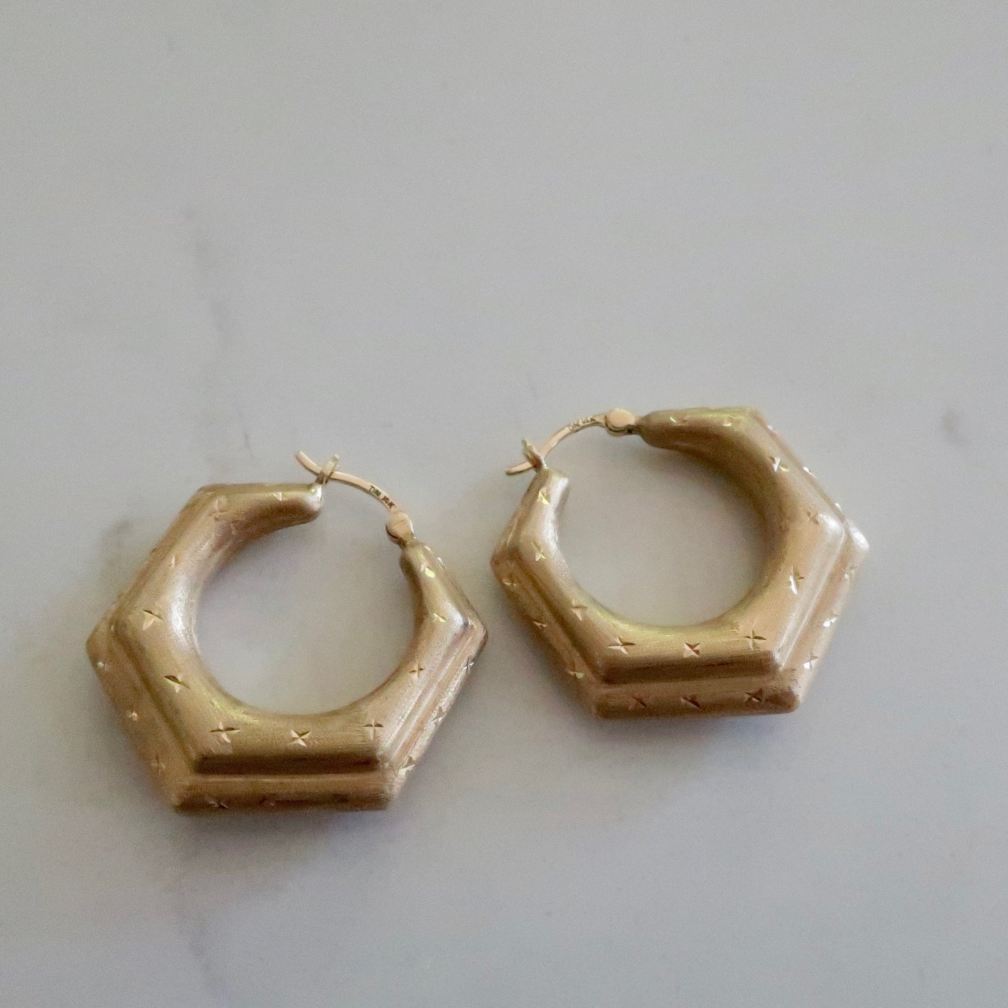 Large Vintage Geometric Star Hoops