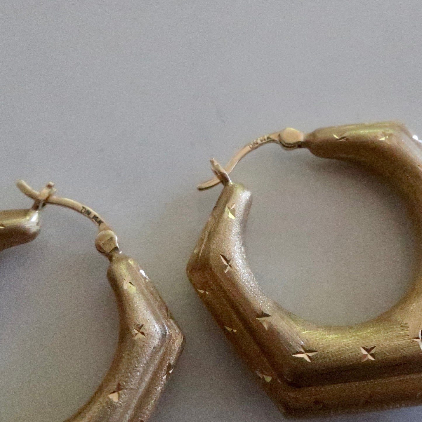 Large Vintage Geometric Star Hoops
