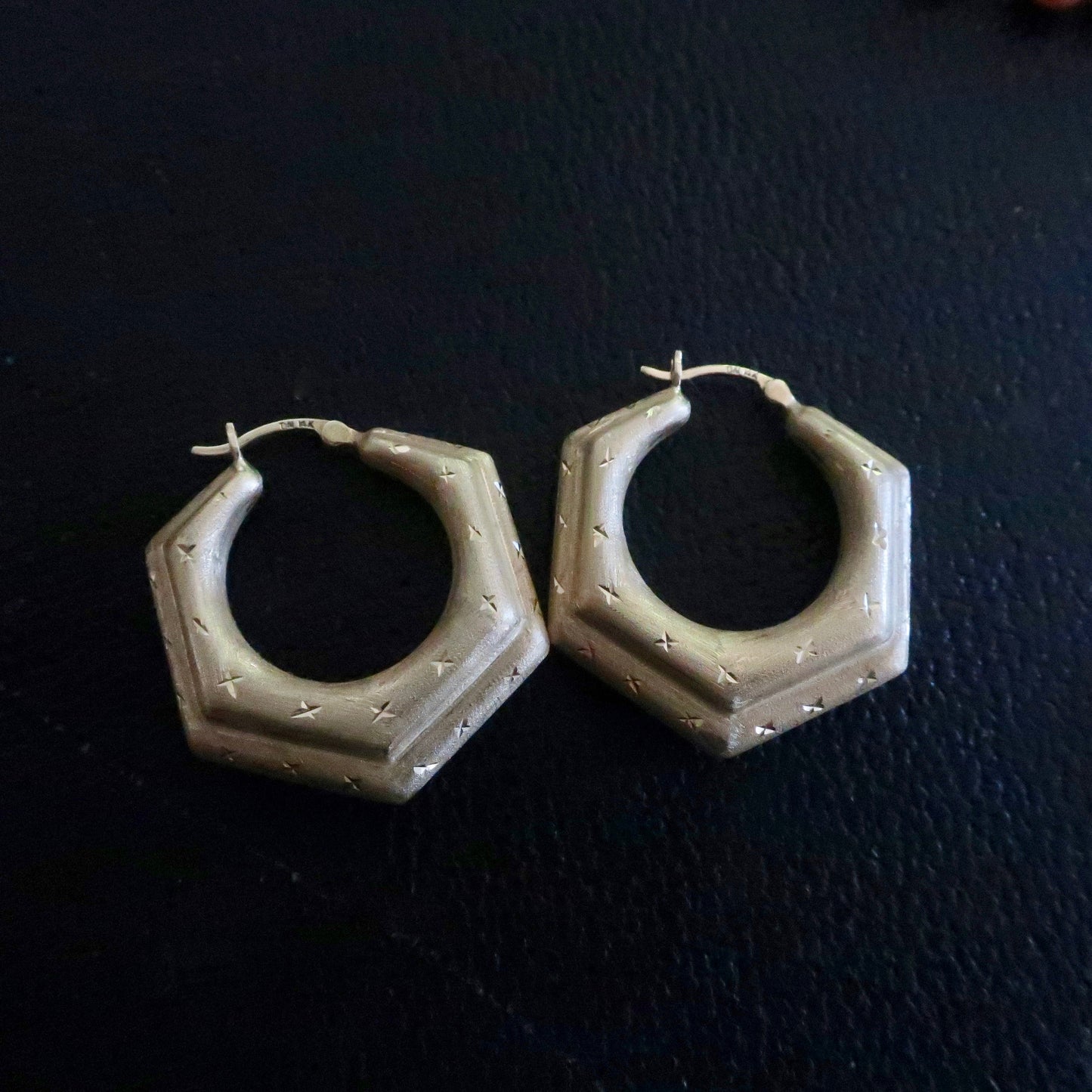 Large Vintage Geometric Star Hoops