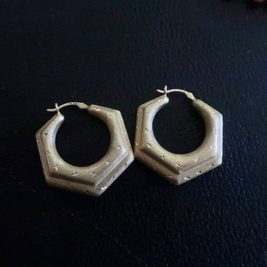 Large Vintage Geometric Star Hoops