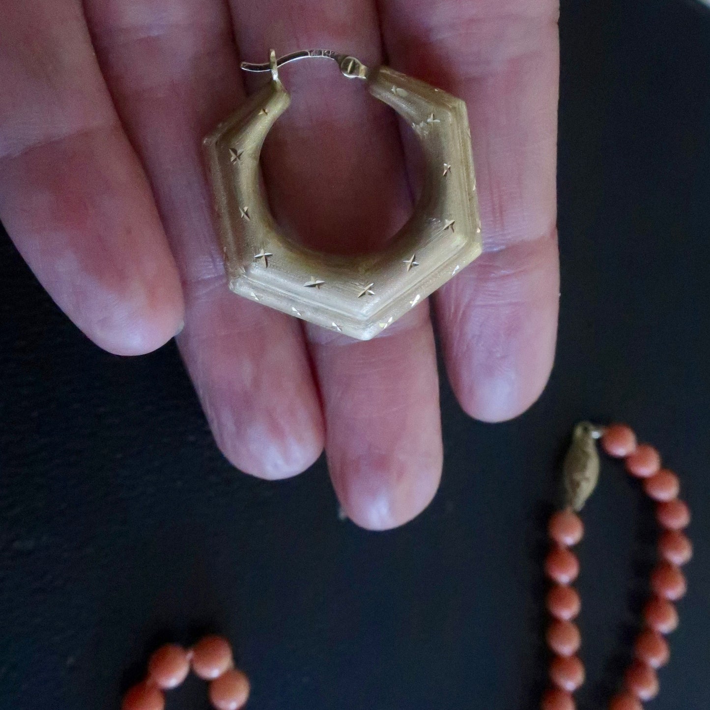 Large Vintage Geometric Star Hoops