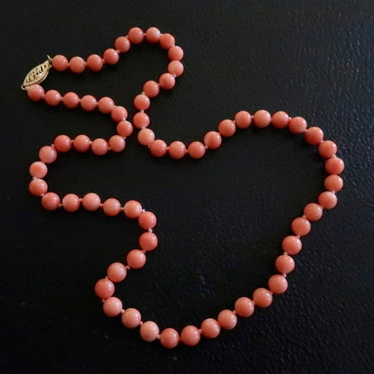 Vintage Hand Knotted Coral Necklace