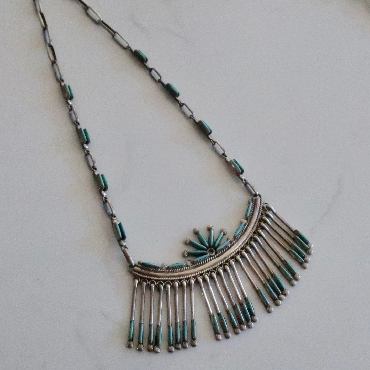 Signed Zuni Fringe Necklace