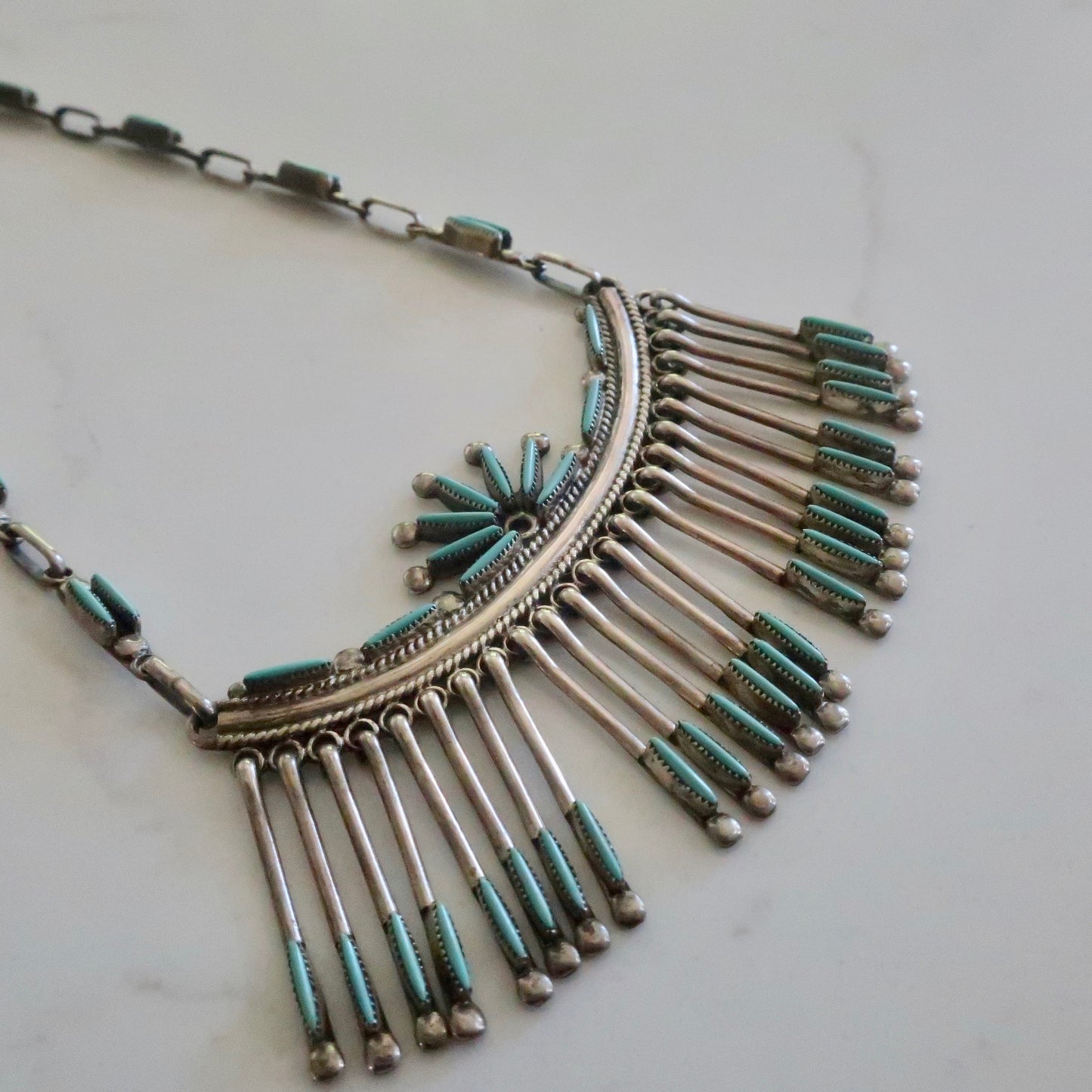 Signed Zuni Fringe Necklace