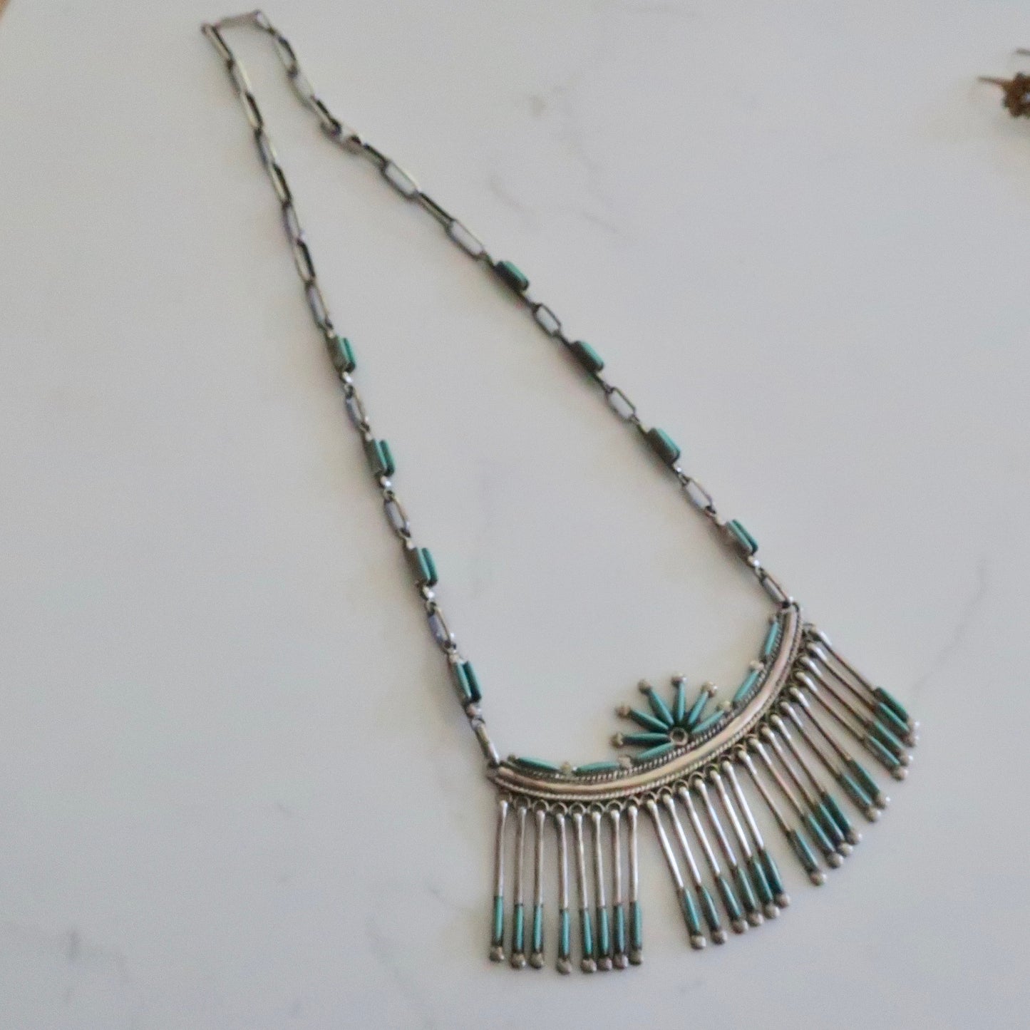 Signed Zuni Fringe Necklace