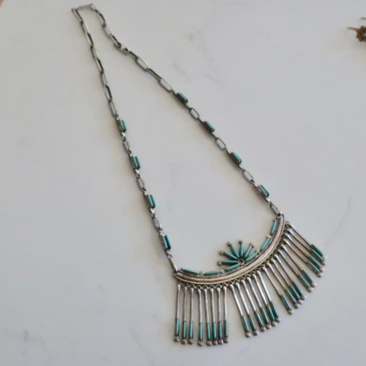 Signed Zuni Fringe Necklace