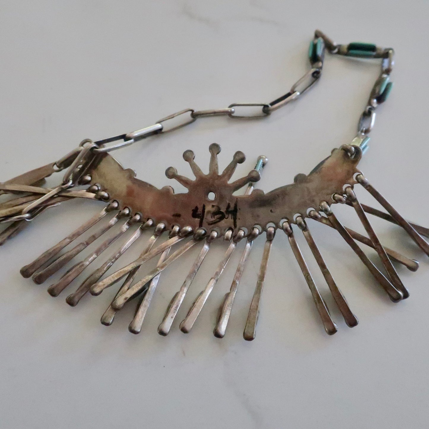 Signed Zuni Fringe Necklace