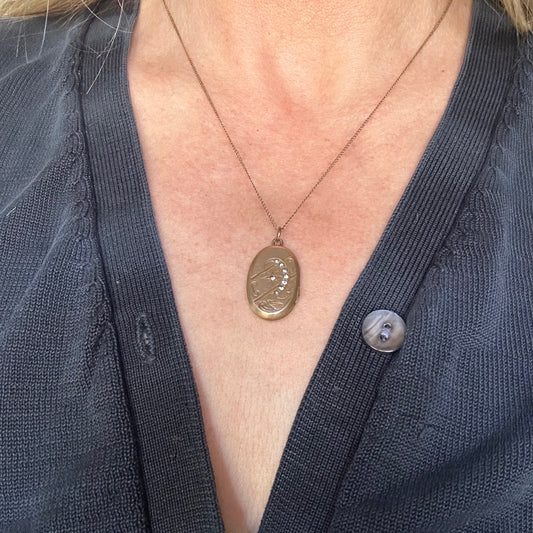 Antique Edwardian Crescent Moon Locket