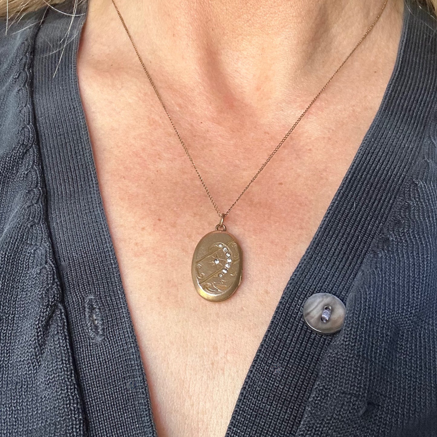 Antique Edwardian Crescent Moon Locket