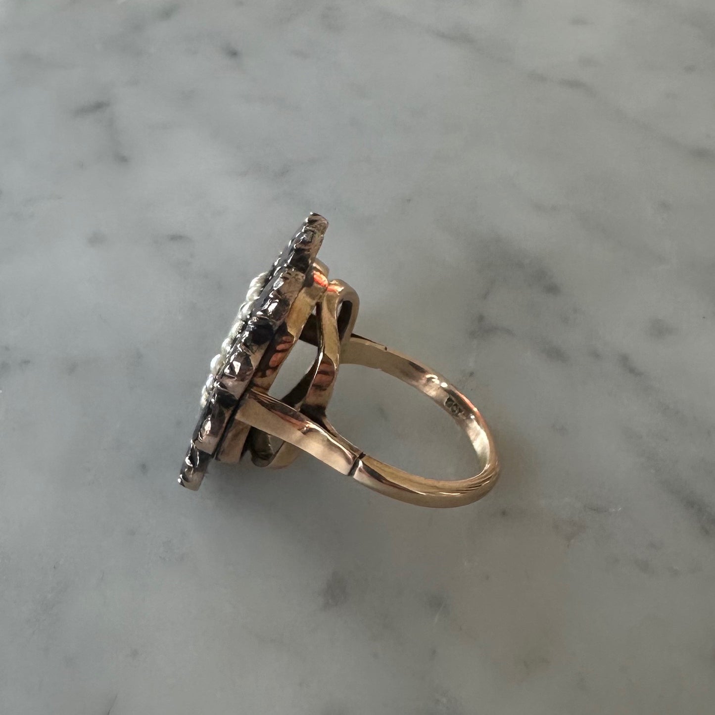 Antique Georgian Garnet and Pearl Ring