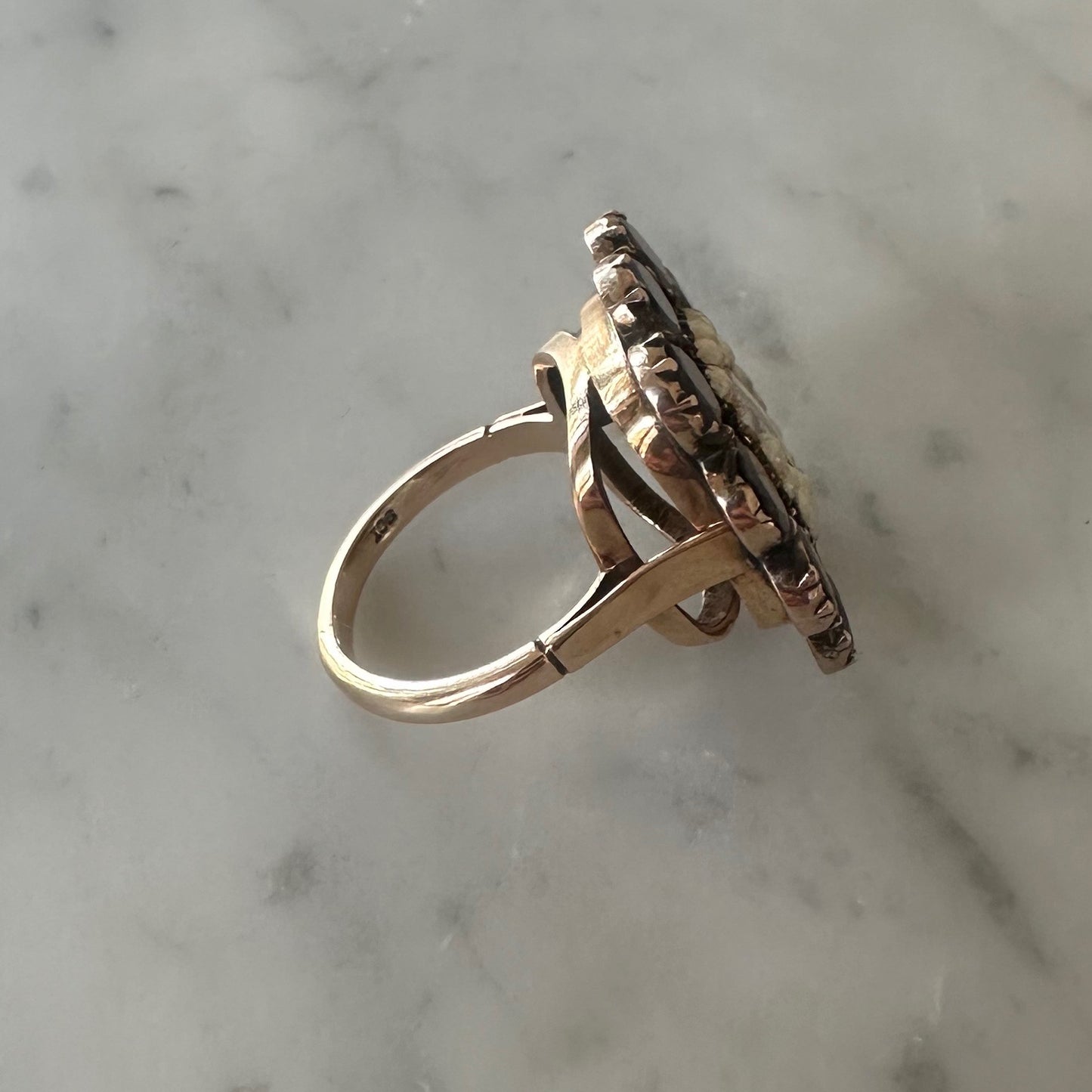 Antique Georgian Garnet and Pearl Ring