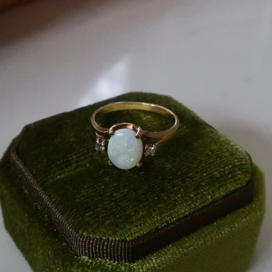 Vintage Opal and Diamond Ring