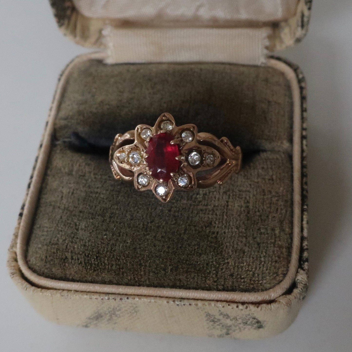 Antique Ruby Flower Ring