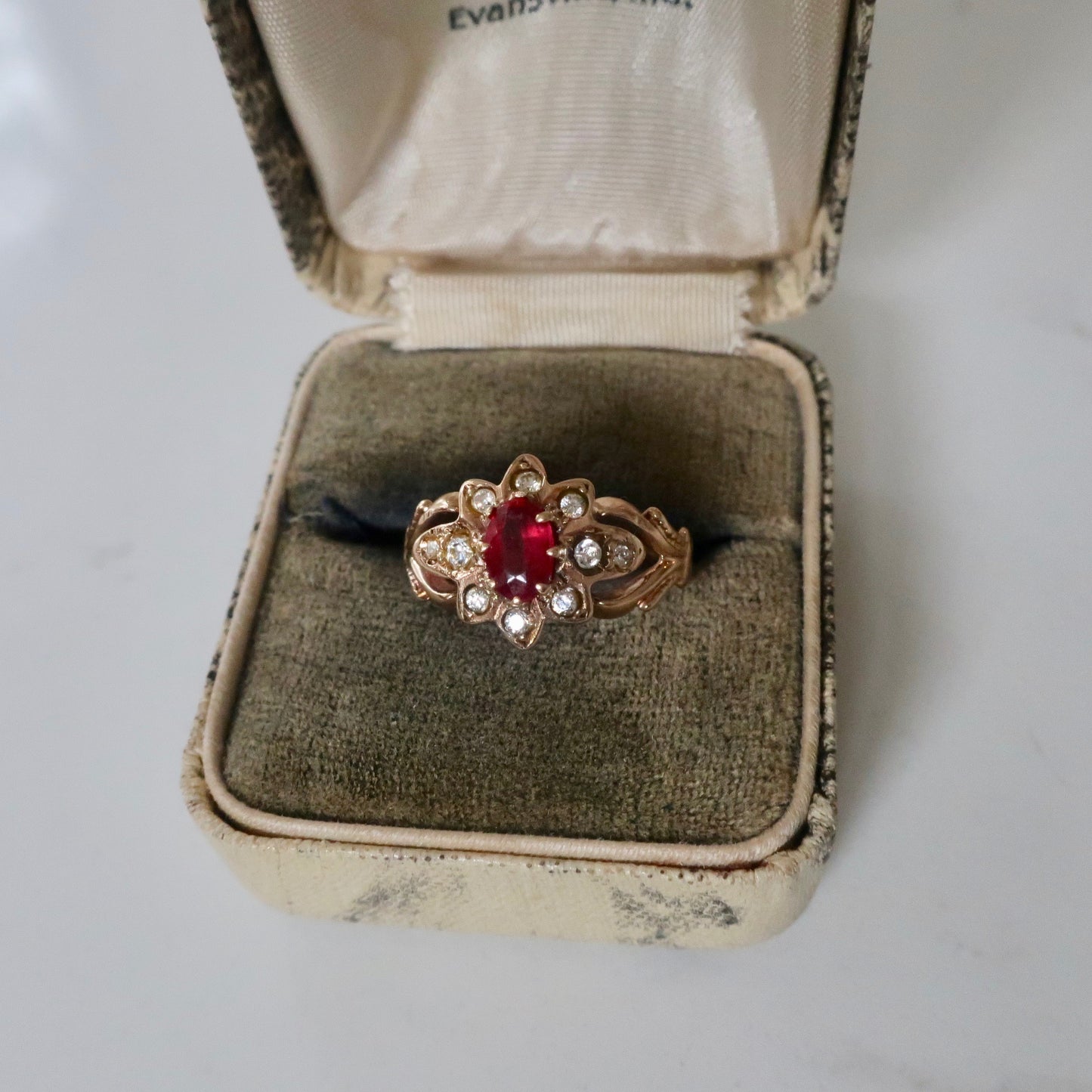 Antique Ruby Flower Ring