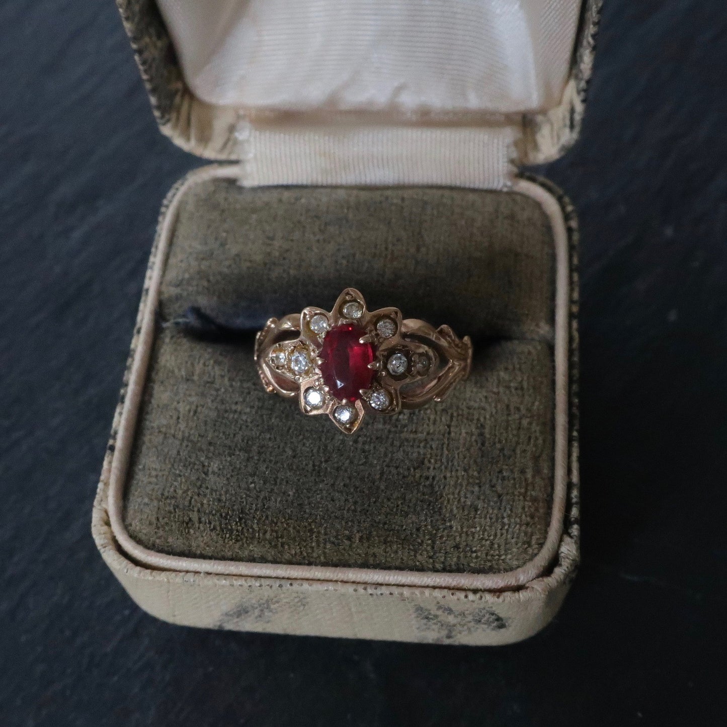 Antique Ruby Flower Ring