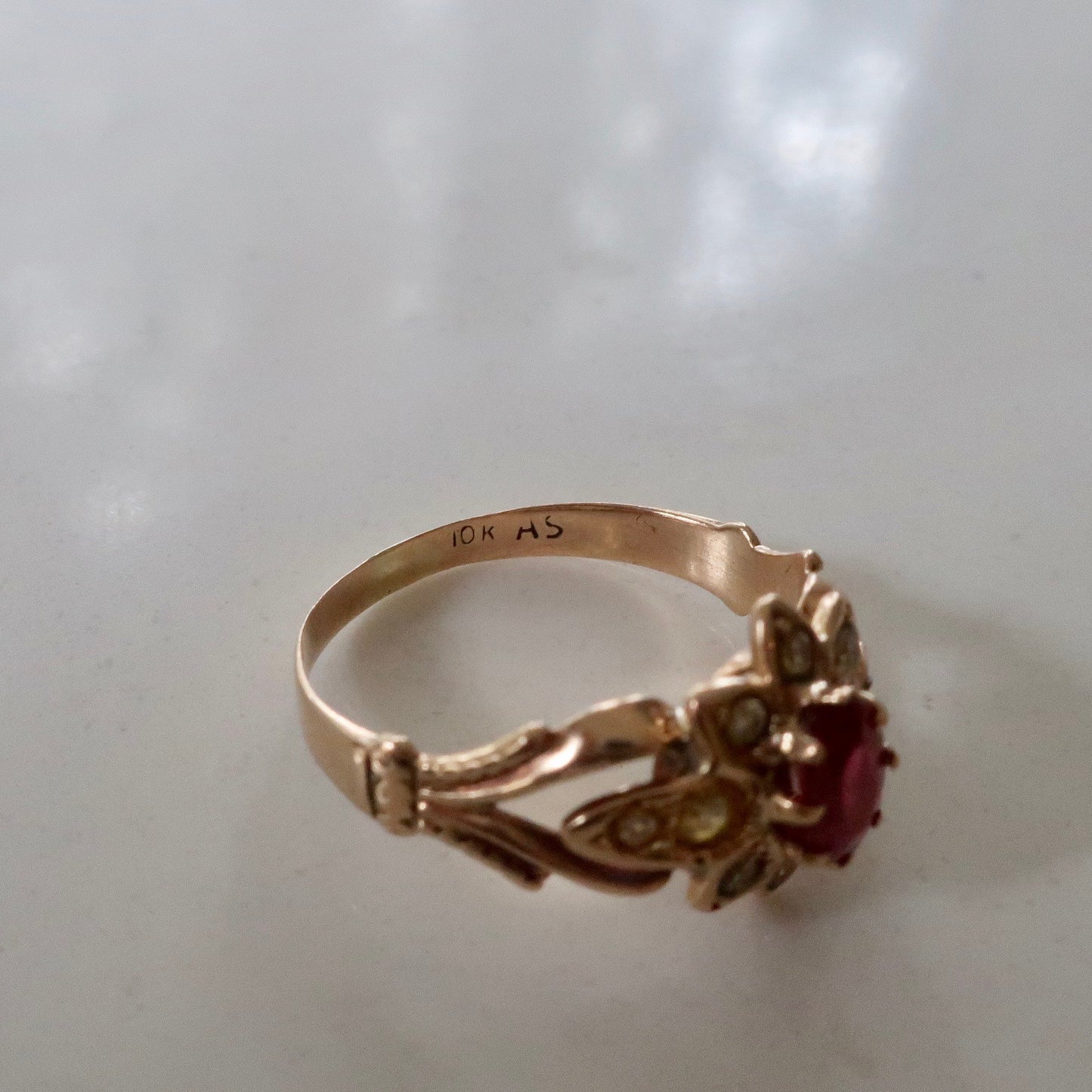 Antique Ruby Flower Ring