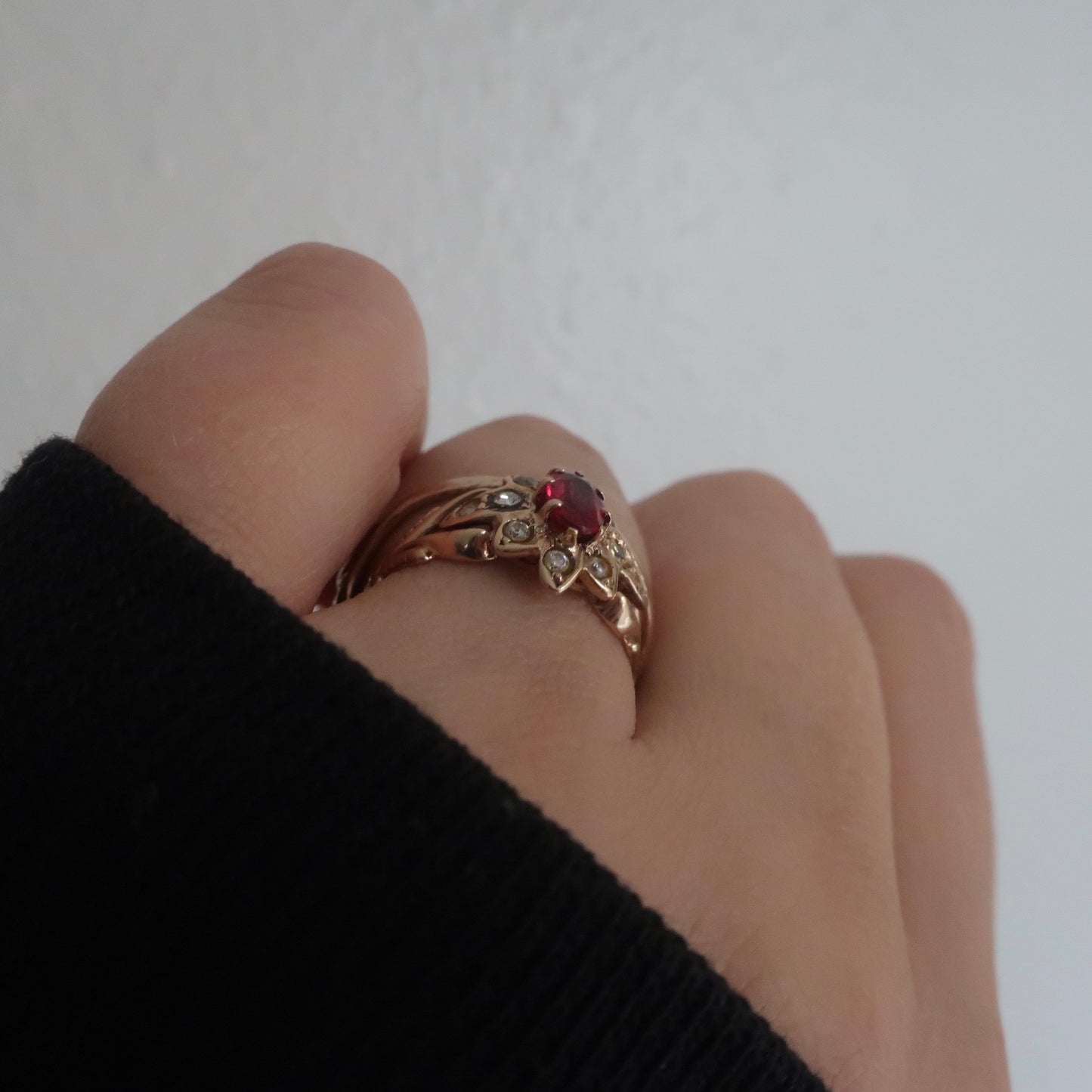 Antique Ruby Flower Ring