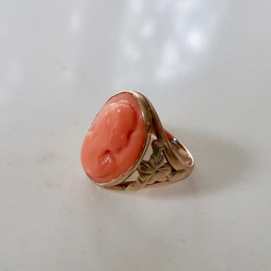 Antique Victorian Coral Cameo Ring