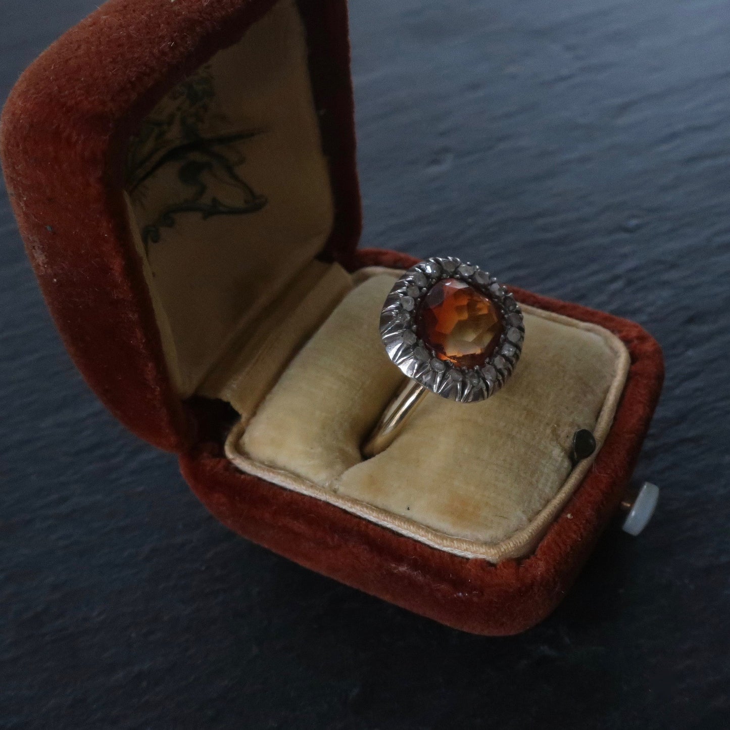 Antique Georgian Diamond and Citrine Ring