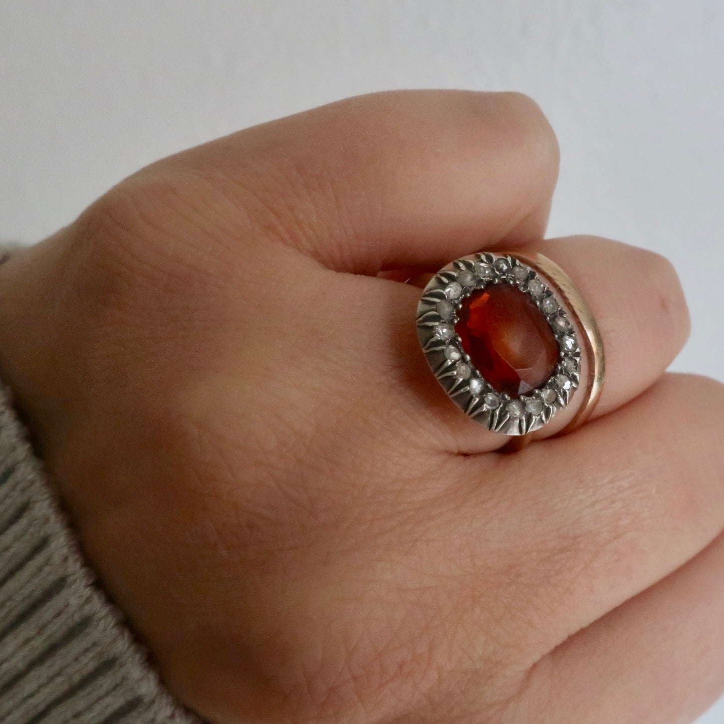 Antique Georgian Diamond and Citrine Ring