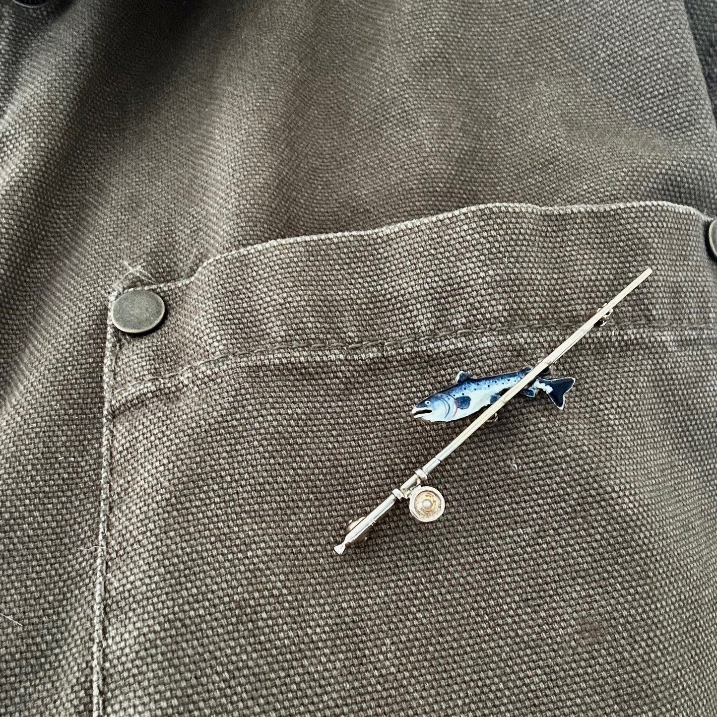 Vintage English Fishing Pole and Fish Pin