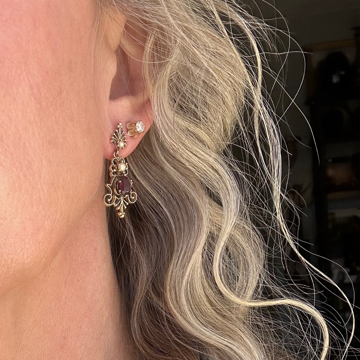 Antique Victorian 14kt Gold and Garnet Earrings