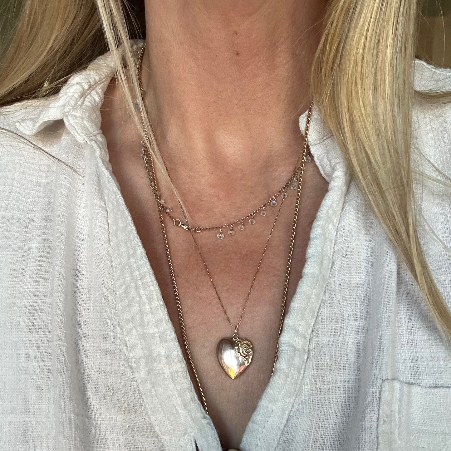 14kt Antique Heart Charm Necklace