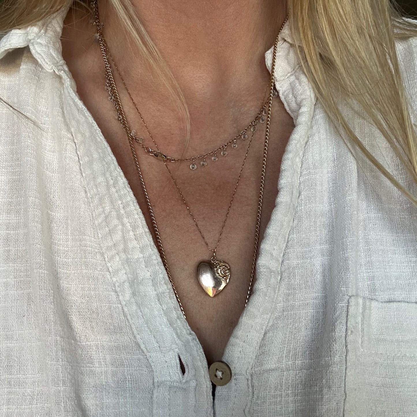 14kt Antique Heart Charm Necklace
