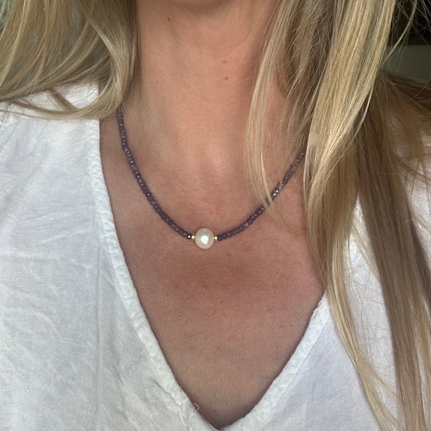 Vintage Faceted Ametyst and Pearl Necklace