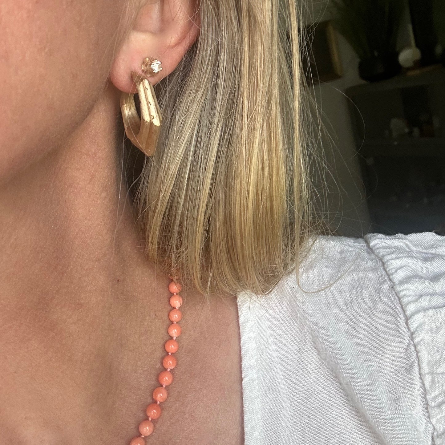 Large Vintage Geometric Star Hoops